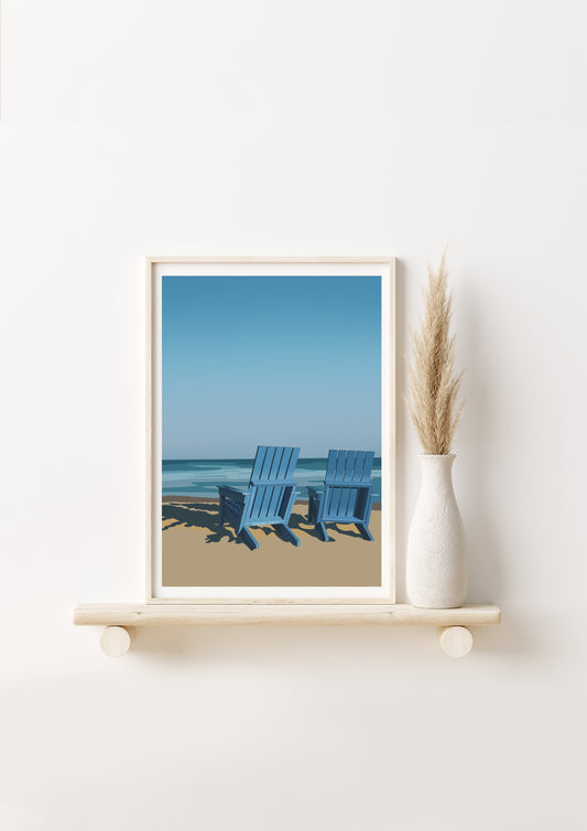 Blue Chairs on the Beach Print